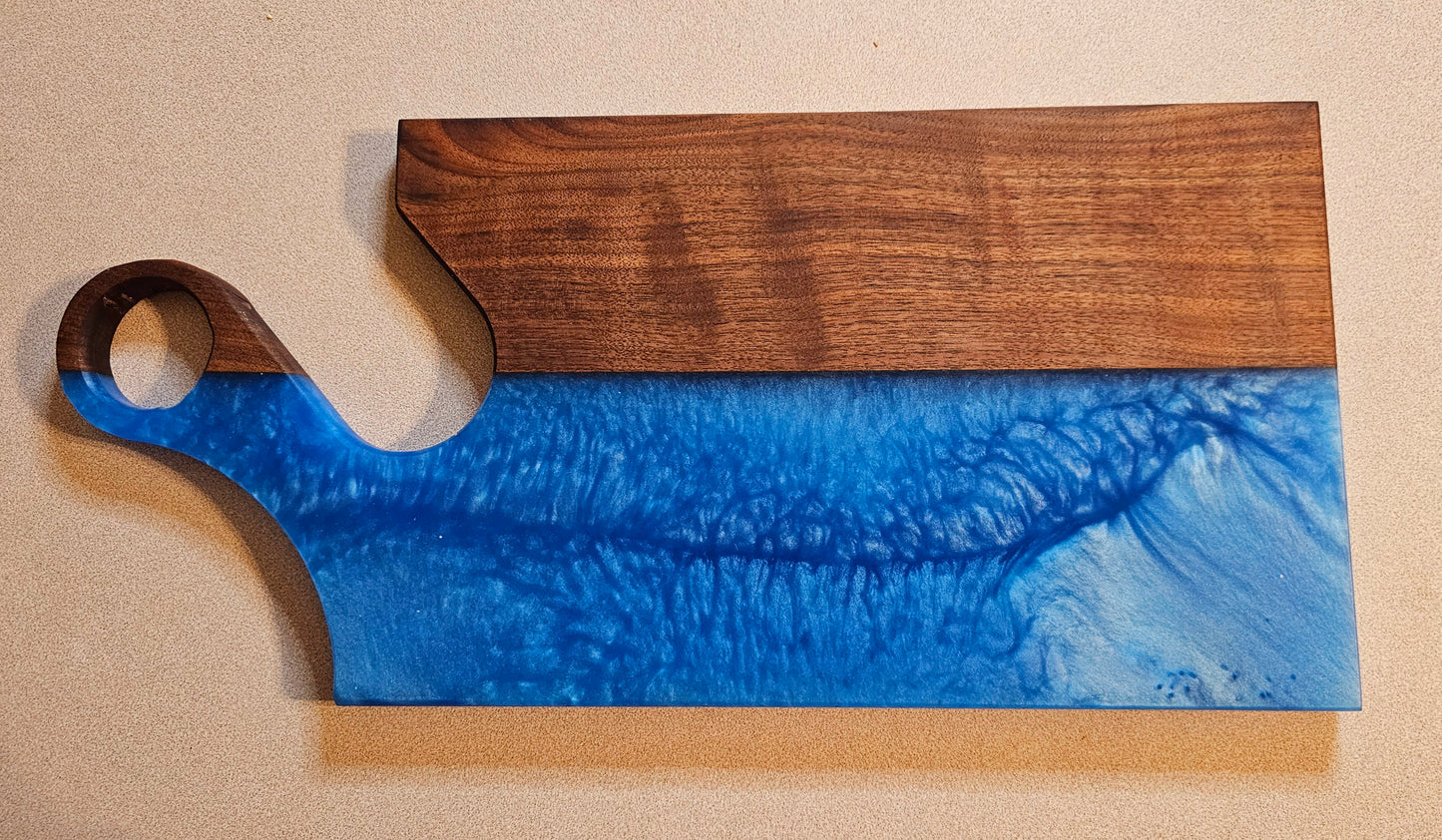 Blue Epoxy and Walnut Charcuterie Board