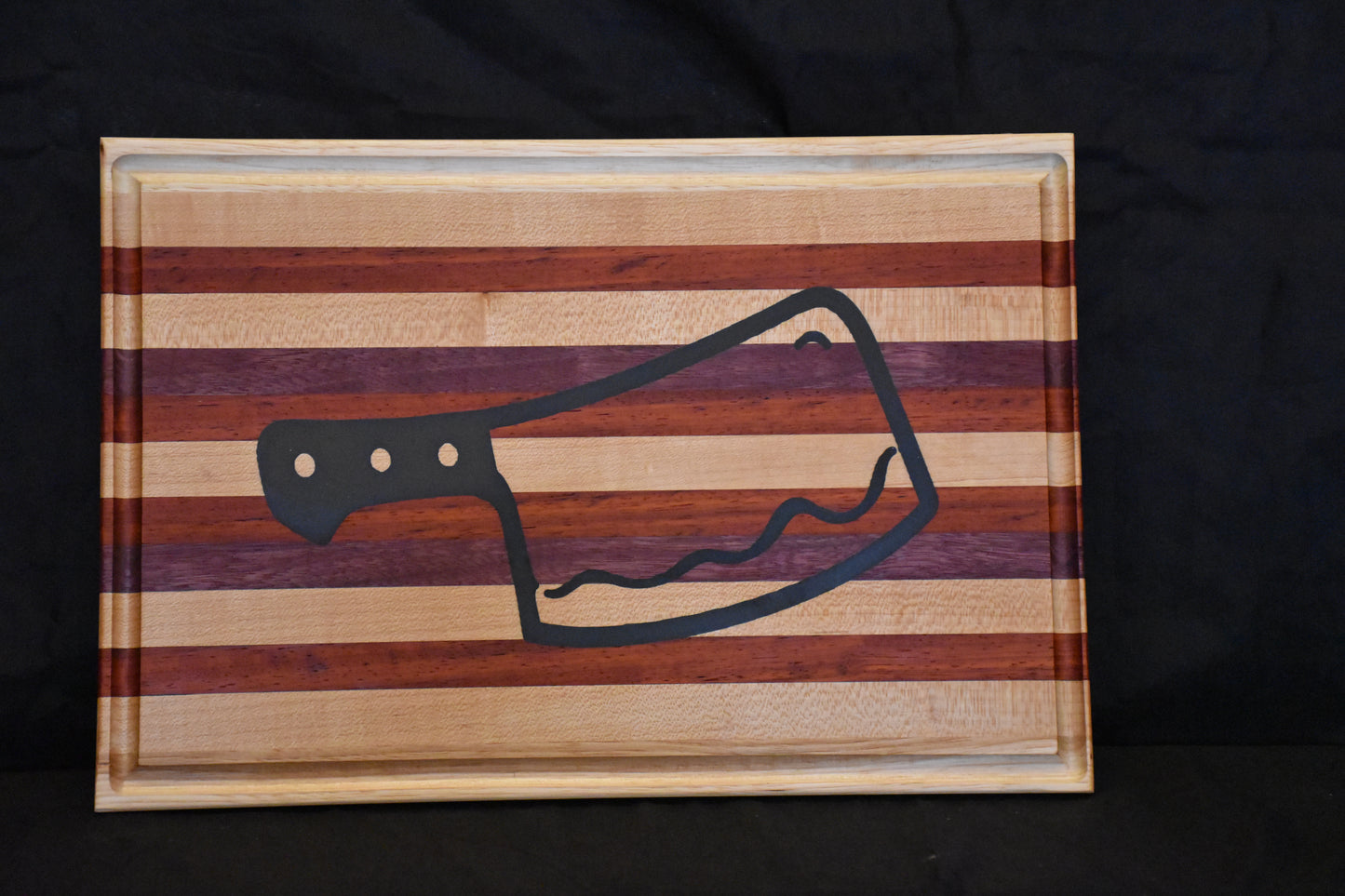 Cutting Board with meat cleaver inlay