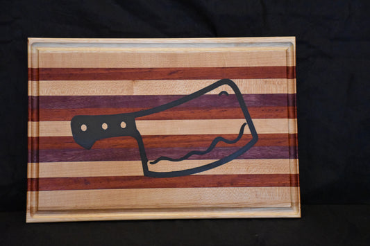 Cutting Board with meat cleaver inlay